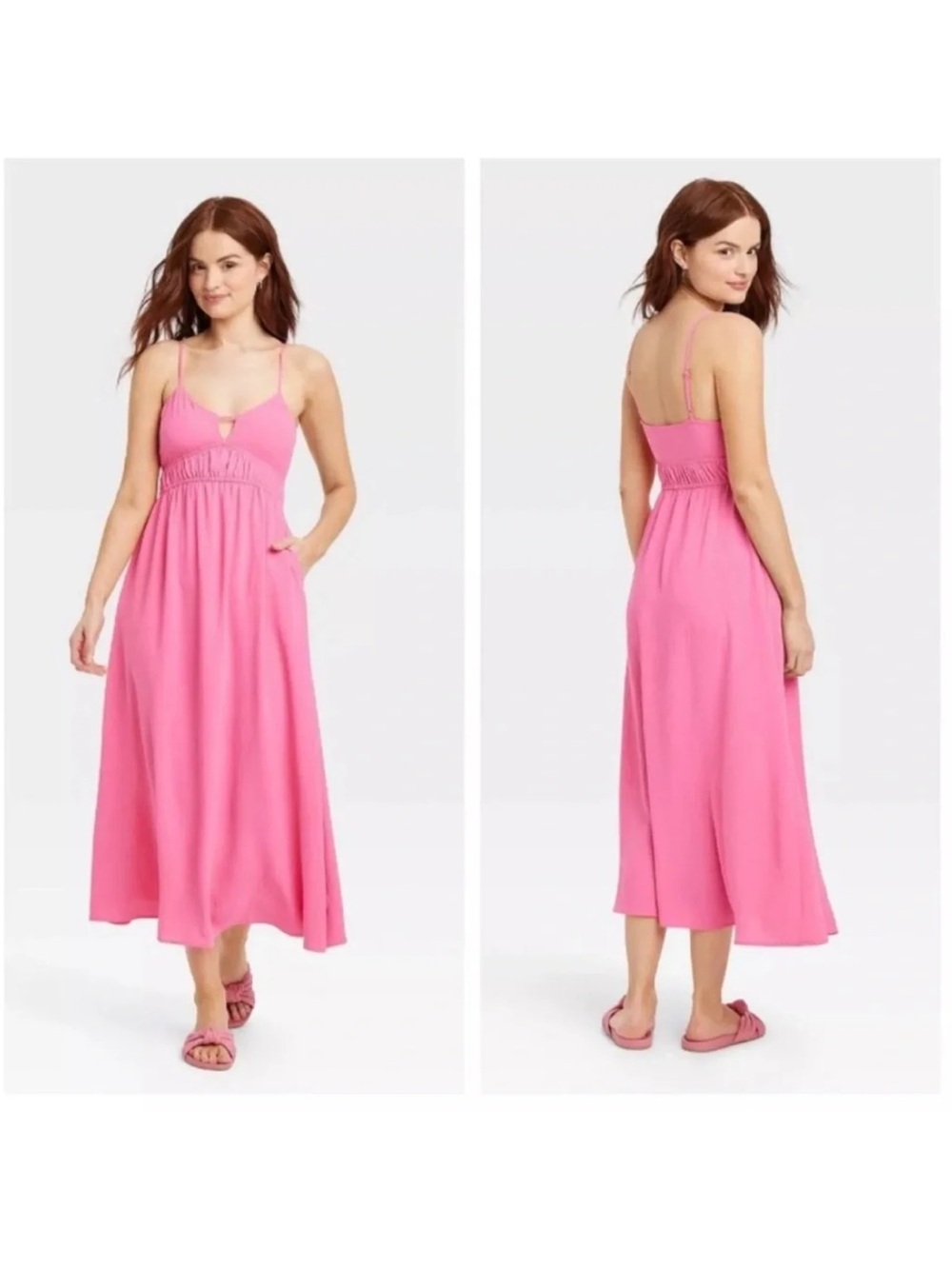 A New Day Hot Pink Spaghetti-Strap Midi Dress